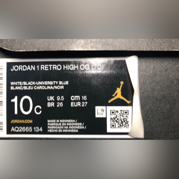 JORDAN 1 RETRO HIGH (university blue)TD 10c - Picture 2 of 5